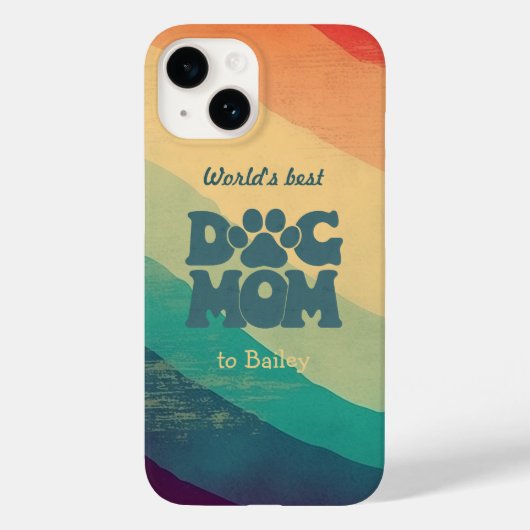 Retro Groovy Gepersonaliseerde Hondenmoeder Case-Mate iPhone Case (Achterkant)