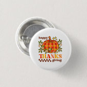 Retro Groovy geruite pompoen Daisy Thanksgiving Ronde Button 3,2 Cm (Voorkant /achterkant)