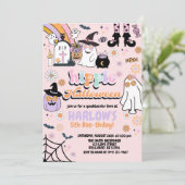 Retro Groovy Ghost Hippie Halloween Verjaardag Kaart (Staand voorkant)