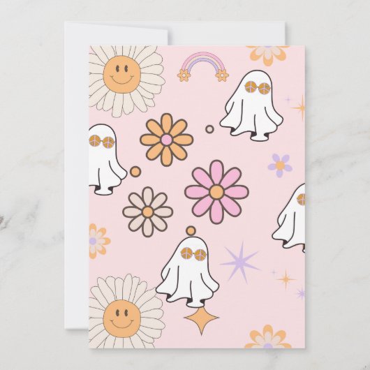 Retro Groovy Ghost Hippie Halloween Verjaardag Kaart (Achterkant)