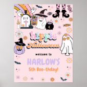 Retro Groovy Ghost Hippie Halloween Verjaardag Poster (Voorkant)