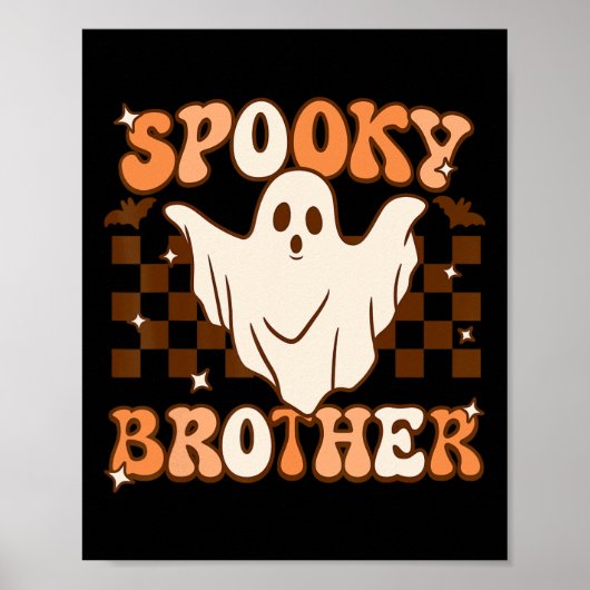 Retro Groovy Ghost Spooky Brother Kostuum Matching Poster (Voorkant)