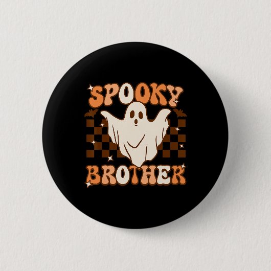 Retro Groovy Ghost Spooky Brother Kostuum Matching Ronde Button 5,7 Cm (Voorkant)