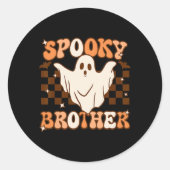 Retro Groovy Ghost Spooky Brother Kostuum Matching Ronde Sticker (Voorkant)