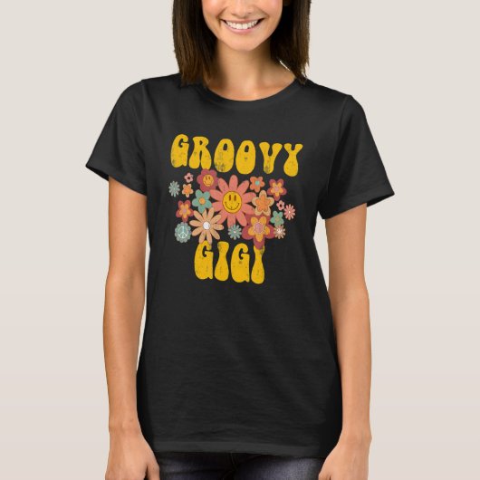 Retro Groovy Gigi Matching Family 1ste verjaardag  T-shirt (Voorkant)