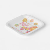 Retro Groovy Girl Roller Schaatsen Verjaardagsfees Papieren Bordje (Gebogen)