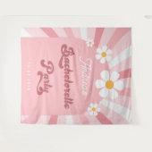 Retro Groovy Girly 70s Bachelorette Party Achtergr Wandkleed (Voorkant (horizontaal))