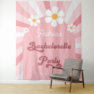 Retro Groovy Girly 70s Bachelorette Party Achtergr Wandkleed