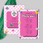 Retro Groovy Girly Pink Beauty Salon prijslijst