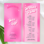 Retro Groovy Girly Pink Salon Nails Spa prijslijst Reclamekaart