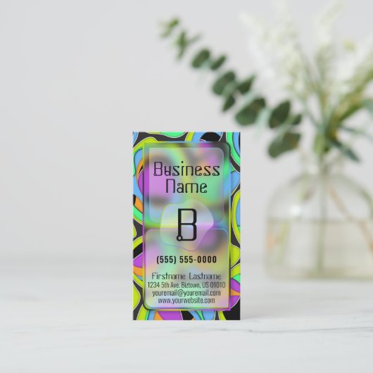 Retro Groovy Glassmorphism Visitekaartje (Staand voorkant)