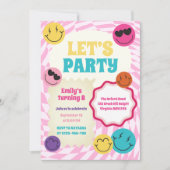 Retro Groovy glimlacht kleurrijke verjaardagsuitno Kaart (Voorkant)