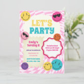 Retro Groovy glimlacht kleurrijke verjaardagsuitno Kaart (Staand voorkant)