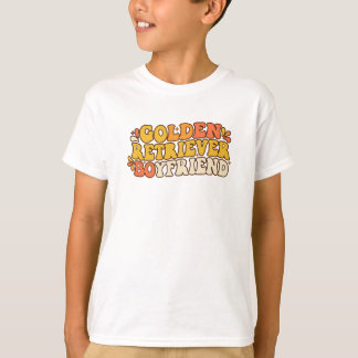 Retro Groovy Golden Retriever Boyfriend - 70s Typo T-shirt