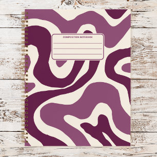 Retro Groovy Golfachtig Vloeibaar Draaiend Patroon Notitieboek