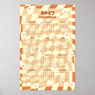 Retro Groovy Golfpatroon 2027 Kalender Poster