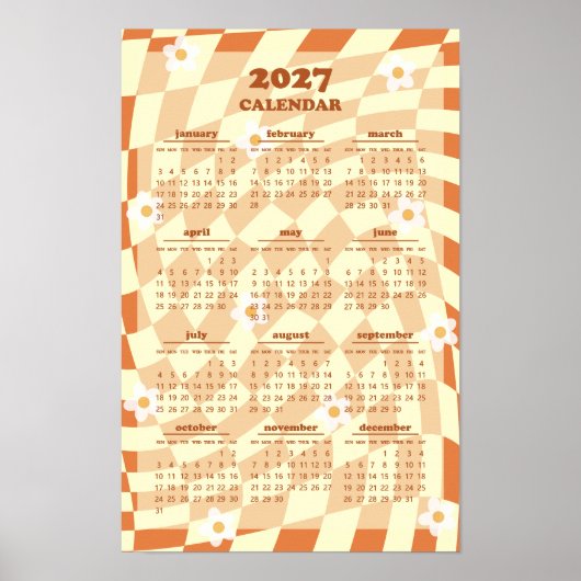 Retro Groovy Golfpatroon 2027 Kalender Poster (Voorkant)