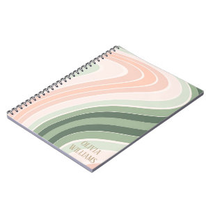 Retro groovy golfpatroon notitieboek