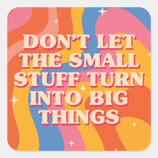 Retro Groovy Golven Met Mindfulness Mantra Vierkante Sticker