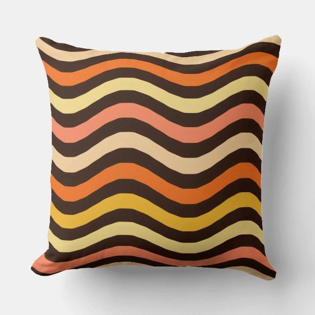 Retro Groovy Golven Naadloos Patroon Kussen (Voorkant)