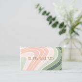 Retro Groovy golvend patroon Visitekaartje (Staand voorkant)