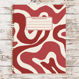 Retro Groovy Golvend Vloeibaar Draaiend Patroon Co Notitieboek