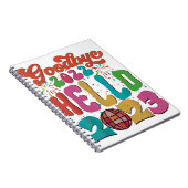 Retro Groovy Goodbye 2022 Hallo 2023 nieuwjaarsv Notitieboek (Rechterzijde)