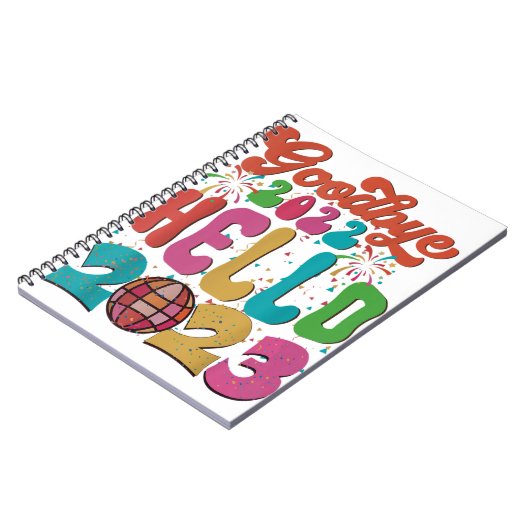 Retro Groovy Goodbye 2022 Hallo 2023 nieuwjaarsv Notitieboek (Linkerzijde)