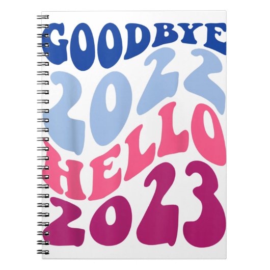 Retro Groovy Goodbye 2022 Hallo 2023 nieuwjaarsv Notitieboek (Voorkant)