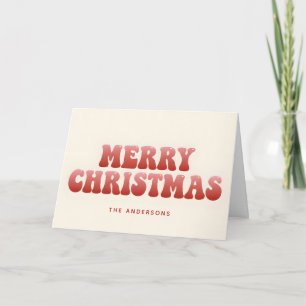 Retro Groovy Gradiënt Script Prettig Kerstfeest Feestdagen Kaart