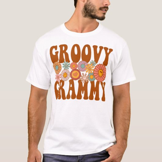 Retro Groovy Grammy Matching Family Birthday Party T-shirt (Voorkant)