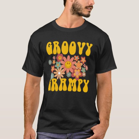 Retro Groovy Grampy Matching Family 1e verjaardag  T-shirt (Voorkant)