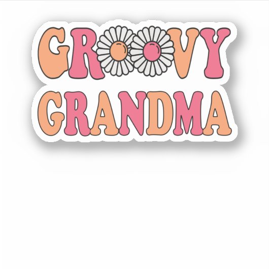 Retro Groovy Grandma Matching Family Sticker (Voorkant)