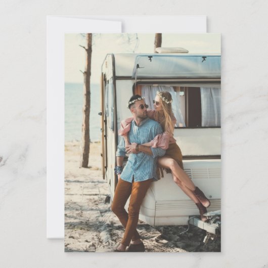 Retro Groovy Grappige Huwelijksfoto Save The Date (Achterkant)