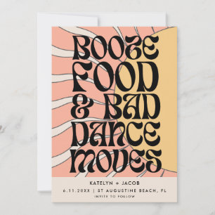 Retro Groovy Grappige Huwelijksfoto Save The Date