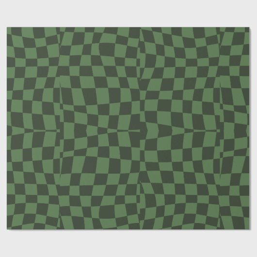 Retro Groovy Green Wavy geruit Cadeaupapier (Vlak)