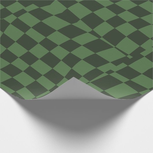 Retro Groovy Green Wavy geruit Cadeaupapier (Hoek)