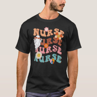 Retro Groovy Griezelige Verpleegster Geest Verplee T-shirt