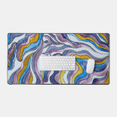 Retro Groovy Groen Blauw Paars Golvende Script Naa Bureaumat (Keyboard & Muis)