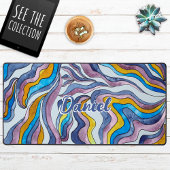 Retro Groovy Groen Blauw Paarse golvende scriptnaa Bureaumat