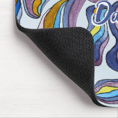 Retro Groovy Groen Blauw Paarse golvende scriptnaa Muismat (Hoek)