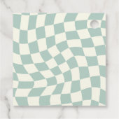 Retro Groovy Groen Checkerboard Bruiloft Bedankjes Labels (Achterkant)