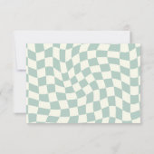 Retro Groovy Groen Checkerboard Bruiloft RSVP Kaartje (Achterkant)