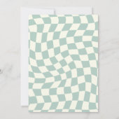 Retro Groovy Groen Checkerboard Bruiloft Save The Date (Achterkant)