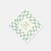 Retro Groovy Groen Checkerboard Bruiloft Servet (Hoek)