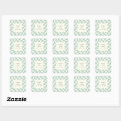 Retro Groovy Groen Checkerboard Bruiloft Vierkante Sticker (Vel)