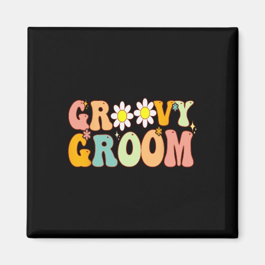 Retro Groovy Groom Douche Party Bruidsmeisje bruil Magneet (Voorkant)