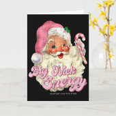 Retro Groovy Grote Nick Kerstman Energie Roze Kers Kaart (Gele Bloem)