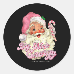 Retro Groovy Grote Nick Sinterklaas Energie Roze K Ronde Sticker
