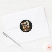 Retro Groovy Half leraar Half koffie Happy Teache Ronde Sticker (Envelop)